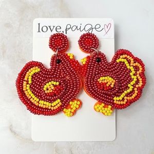 Beaded Turkey Thanksgiving Earrings